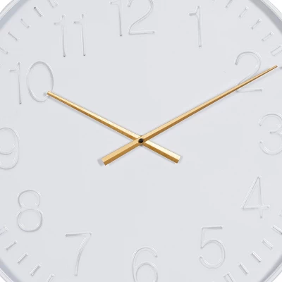 24"x24" Metal Round Wall Clock White - Olivia & May: Contemporary Indoor Decorative Analog Display 5 24"x24" Metal Round Wall Clock White - Olivia & May: Contemporary Indoor Decorative Analog Display - Image 3