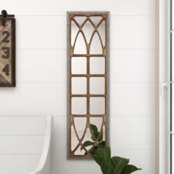 Farmhouse Wood Window Pane Inspired Wall Mirror Brown - Olivia & May -Olivia & May GUEST 5ed978f1 9c34 4a3c 9700 a1fab7f5e108