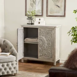 Farmhouse Wood Cabinet Gray - Olivia & May -Olivia & May GUEST 5ef483ca 1efc 45dc 9ce6 d7b47a04cec8