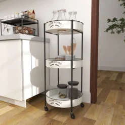 34 X 16 Farmhouse Metal Storage Cart White - Olivia & May -Olivia & May GUEST 5f2f314c a759 4908 9862 9fa0d979fa65