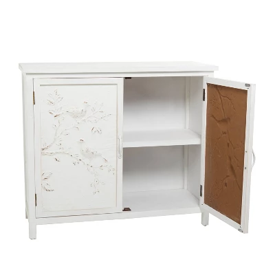 Farmhouse Wood Cabinet White- Olivia & May 3 Farmhouse Wood Cabinet White- Olivia & May