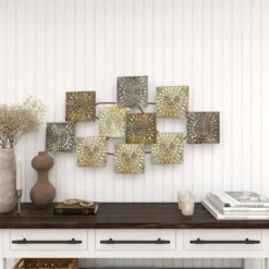 Metal Sunburst Carved Wall Decor Gold - Olivia & May -Olivia & May GUEST 5fd4ad05 d7a2 4cec abb0 c1d822848735