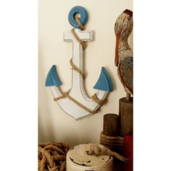 Wooden Anchor Wall Decor With Twisted Rope White - Olivia & May -Olivia & May GUEST 5ff0e869 c205 4d77 a20c 133a86f3dc78