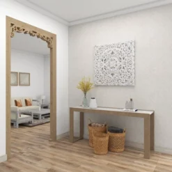 Wood Floral Handmade Intricately Carved Wall Decor With Mandala Design Gray - Olivia & May -Olivia & May GUEST 60358b55 5265 451e 888c d4a95f1804dd