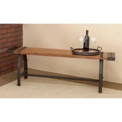 Industrial Metal And Brown Wood Bench Brown - Olivia & May 29 Industrial Metal And Brown Wood Bench Brown - Olivia & May -Olivia & May GUEST 603c957b 285e 47e9 8d22 1e9c21acb6d6