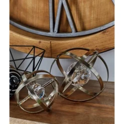 Set Of 3 Modern Spherical Iron Orbs Figurines Silver - Olivia & May