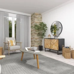 45"x18" Mid-Century Wood Outdoor Accent Table Gray - Olivia & May -Olivia & May GUEST 606c40cb bc9b 4c49 b355 20b17ca07337