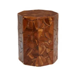 Contemporary Teak Wood Round Accent Table Brown - Olivia & May -Olivia & May GUEST 60720287 eaf5 428e ad7a da2cea42c8a0