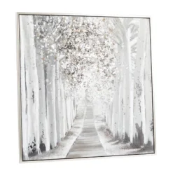 Canvas Landscape Trees Framed Wall Art With Silver Frame White - Olivia & May -Olivia & May GUEST 608c375e 1d5b 4a76 964b 2445ba948a2c