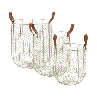 Set Of 3 Metal Storage Baskets - Olivia & May 6 Set Of 3 Metal Storage Baskets - Olivia & May - Image 4