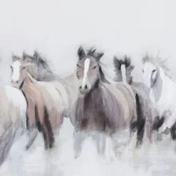 Canvas Horse Handmade Framed Wall Art With Brown Frame Gray - Olivia & May -Olivia & May GUEST 60bc5e66 7329 48ae bd3d f9f59d44490e