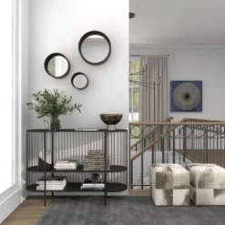 Contemporary Metal Wall Mirror Set Of 3 Dark Brown - Olivia & May -Olivia & May GUEST 6193ff20 8bd9 4a20 8a18 a3ecdb2b7f02