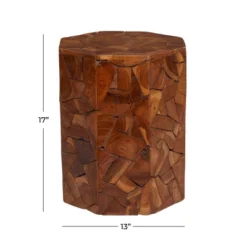 Contemporary Teak Wood Round Accent Table Brown - Olivia & May -Olivia & May GUEST 61a038a7 2aa0 4d5a bae8 bb4038b5dddf