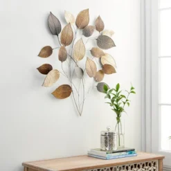 Metal Leaf Textured Wall Decor With Multiple Shades Bronze - Olivia & May -Olivia & May GUEST 61e97448 27ae 4709 b985 165010873022