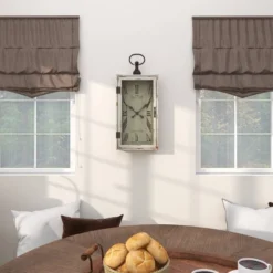 Wooden Pocket Watch Style Wall Clock With Hinged Door White - Olivia & May -Olivia & May GUEST 6242d61d 6e2a 41d2 a116 8597d5056bca