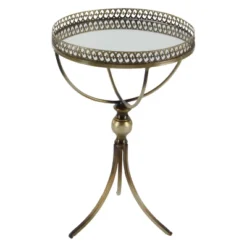 Metal And Glass Round Pedestal Table Gold - Olivia & May -Olivia & May GUEST 624935f5 512f 4c0b aa48 5515ed961b0c