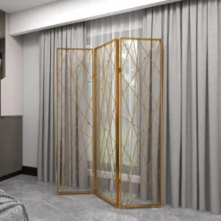 Glam Metal Geometric Room Divider Screen Gold - Olivia & May -Olivia & May GUEST 6263e8ee e822 49aa 8c2b b8cb6225ee7a