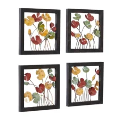 Metal Floral Wall Decor With Black Frame Set Of 4 - Olivia & May -Olivia & May GUEST 6285974c 2226 4844 a25d cff7bd99875e