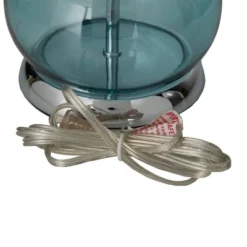 Glass Table Lamp With Drum Shade Set Of 2 Blue - Olivia & May -Olivia & May GUEST 62ed41f5 a625 49ec ab45 d1c7131f0722