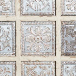 Metal Scroll Wall Decor With Embossed Details Beige - Olivia & May -Olivia & May GUEST 63092cf4 f82d 46b6 aa29 5bc3fc991417