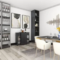 Glam Mirror And Wood Storage Cabinet Black - Olivia & May -Olivia & May GUEST 632f9e0c a9c8 431f b9c4 ece4373fa415