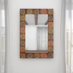 Metal Floral Wall Mirror With Embossed Metal Multi Colored - Olivia & May -Olivia & May GUEST 640f0819 ae9a 4cc2 ada0 8ee4d49d3bcc