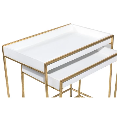 Set Of 2 Contemporary Metal Console Tables Gold - Olivia & May 4 Set Of 2 Contemporary Metal Console Tables Gold - Olivia & May - Image 2