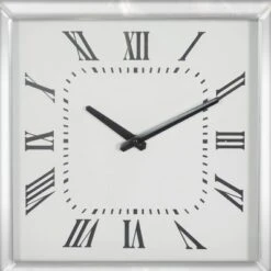 Wood Mirrored Wall Clock With Floating Crystals Silver - Olivia & May -Olivia & May GUEST 644bb9b8 97d8 4e1d 917d e81fb3fbb753