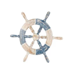 Olivia & May 22"x19" Wood Ship Wheel Distressed Two-Toned Wall Decor With Brown Accents Blue: Nautical Theme, Horizontal Orientation 13 Olivia & May 22"x19" Wood Ship Wheel Distressed Two-Toned Wall Decor With Brown Accents Blue: Nautical Theme, Horizontal Orientation -Olivia & May GUEST 649dbaaa 51f4 40d6 b486 deecf2f401d6
