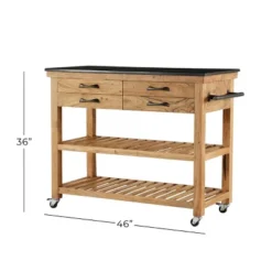 Coastal Wood Kitchen Cart Brown - Olivia & May -Olivia & May GUEST 65511e8f a17a 41d4 befe fe0a2b9faac5