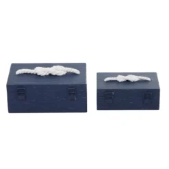 Set Of 2 Farmhouse Wood Boxes Blue - Olivia & May -Olivia & May GUEST 65691bc1 dccb 42e1 9ce4 10eb5cabc2e0