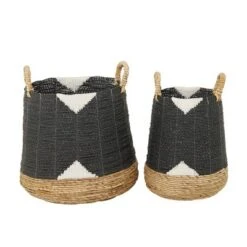 Set Of 2 Banana Leaf Storage Baskets Black - Olivia & May -Olivia & May GUEST 658663bd 64fa 484b 8a48 72dbfcd64ff7