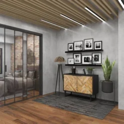 Rectangular Contemporary Mosaic Wood Cabinet Black - Olivia & May -Olivia & May GUEST 6586650c 6997 43a2 9af4 f67a644627e5