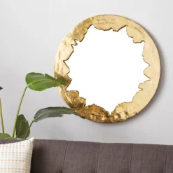 Aluminum Handmade Live Edge Wall Mirror Gold - Olivia & May