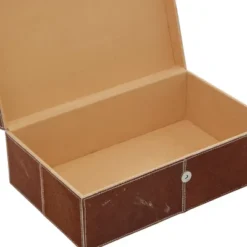 Set Of 2 Cowhide Leather Decorative Boxes Brown/White - Olivia & May -Olivia & May GUEST 65db338a 7e25 40aa 8d71 ac8c0bd924e3