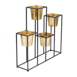 Olivia & May 21"Wide Glam Metal Planter Pot Gold/Black: Iron Stand, Weather-Resistant, Indoor Use 11 Olivia & May 21"Wide Glam Metal Planter Pot Gold/Black: Iron Stand, Weather-Resistant, Indoor Use -Olivia & May GUEST 65f1c02f dd22 48bd a7bf b5d473ea4f7f
