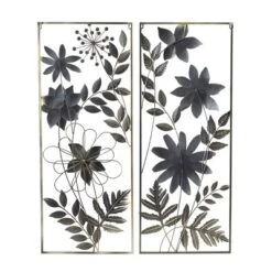 Set Of 2 Metal Floral Wall Decors With Gold Frame - Olivia & May -Olivia & May GUEST 66571e29 7d41 4b0e 9b98 341104ac997e