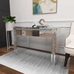 Glam Mirror And Glass Console Table Desk Silver - Olivia & May -Olivia & May GUEST 66a10a9f 0b46 4716 b00d 5e2645d99aa4