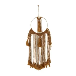 Fabric Macrame Intricately Weaved Wall Decor With Beaded Fringe Tassels Brown - Olivia & May -Olivia & May GUEST 66c21239 409e 4568 96ab 8061563308c0