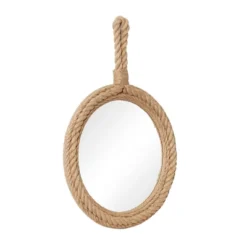 Glass Wall Mirror With Rope Accents Brown - Olivia & May -Olivia & May GUEST 66faec94 7650 4df5 9131 544f469800ff