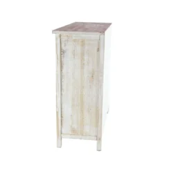 Rustic Wooden Cabinet With Carved Medallion Design Beige - Olivia & May -Olivia & May GUEST 6711aacd b1fc 4275 a13d 818db9b16294