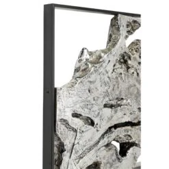 Magnesium Oxide Abstract Handmade Live Edge Wall Decor With Black Frame Silver - Olivia & May