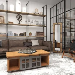 Rustic Wood Floor Mirror Brown - Olivia & May -Olivia & May GUEST 675d6ad1 caae 44c3 8ec4 7f12fd774a03