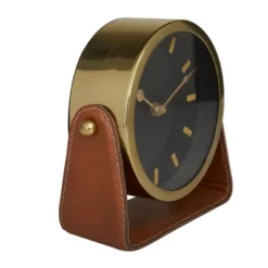 Stainless Steel Clock With Leather Stand - Olivia & May -Olivia & May GUEST 6806c571 7e90 4b36 9aa6 7eb46349fee1
