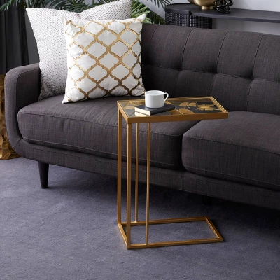 Contemporary Metal And Glass Accent Table Gold - Olivia & May 3 Contemporary Metal And Glass Accent Table Gold - Olivia & May