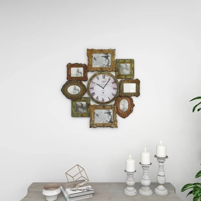 Metal 8 Photo Openings Wall Clock Green - Olivia & May 13 Metal 8 Photo Openings Wall Clock Green - Olivia & May - Image 11