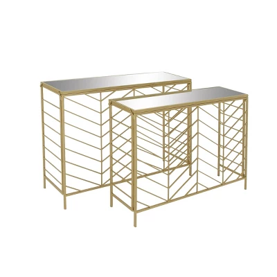 Set Of 2 Contemporary Console Tables Gold - Olivia & May 4 Set Of 2 Contemporary Console Tables Gold - Olivia & May - Image 2