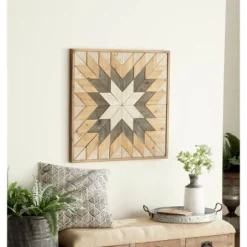 30" X 30" Wood Geometric Handmade Southwestern Wall Decor Brown - Olivia & May 10 30" X 30" Wood Geometric Handmade Southwestern Wall Decor Brown - Olivia & May -Olivia & May GUEST 68d20c0a 5b1a 43c3 81b9 a48226ff56be