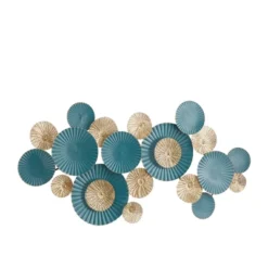 Metal Plate Wall Decor With Textured Pattern Teal - Olivia & May -Olivia & May GUEST 68d6aea2 be3b 4c8d 9aa1 044ec3d2baff