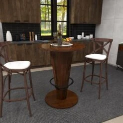 Rustic Gum Tree Wood Bar Height Table - Brown - Olivia & May -Olivia & May GUEST 68e63d34 064c 4699 89c0 c4da6c4cd13b